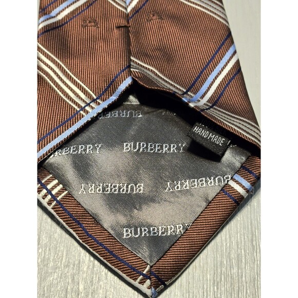 Burberry London 100% Italian Silk Textured Stripe Men's Necktie Italy - Picture 7 of 11